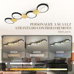 Candeeiro de Teto Regulável com 4 Focos Controlo Remoto Modos de Cena 1500 lm 38 W 3000 K - 6500 K 100x31x7 cm Preto e Dourado