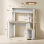Secretária para Computador com Estantes e Suporte para CPU 114x45x138 cm Branco e Natural