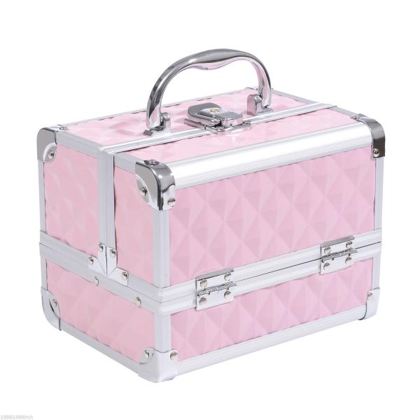 Estojo de Maquilhagem Organizador Cosméticos Profissional 20x15x15cm rosa
