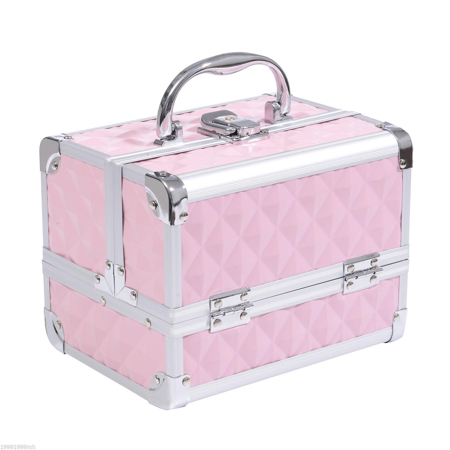Estojo de Maquilhagem Organizador Cosméticos Profissional 20x15x15cm rosa