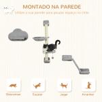 Conjunto de Prateleiras de Escalada para Gatos de 3 Peças com Rede Rampa Arranhador Plataforma em Forma de Nuvem para Saltar Cinzento