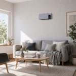 Aquecedor Elétrico de Parede 1000W/2000W com Ecrã LED Controlo Remoto Termostato Temporizador para Áreas de 15 - 20 m² 54,5x12x21,5 cm Cinzento