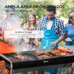 Barbecue a Carvão Portátil com Grelha de Aço Inoxidável Prateleira para Temperos e Prateleira de Armazenamento 96x61x72 cm Preto