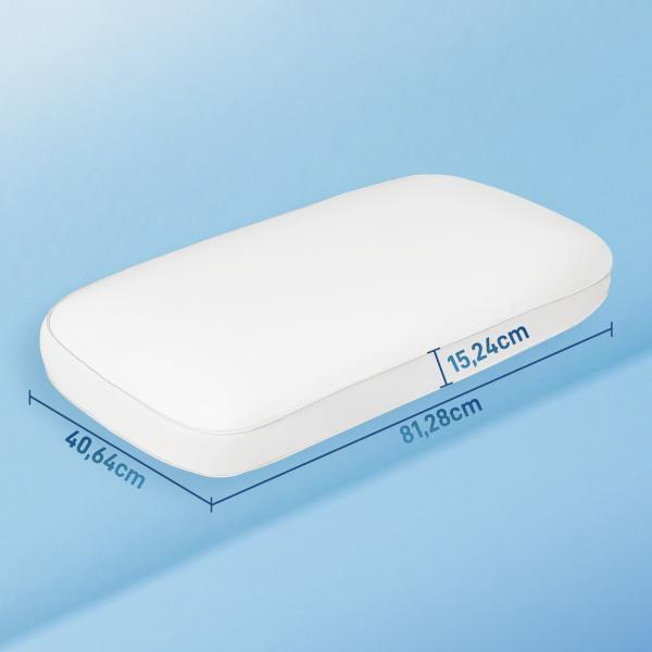 Almofada Viscoelástica com Desenho Ergonómico e Capa Removível e Lavável 81,28x40,64x15,24 cm Creme