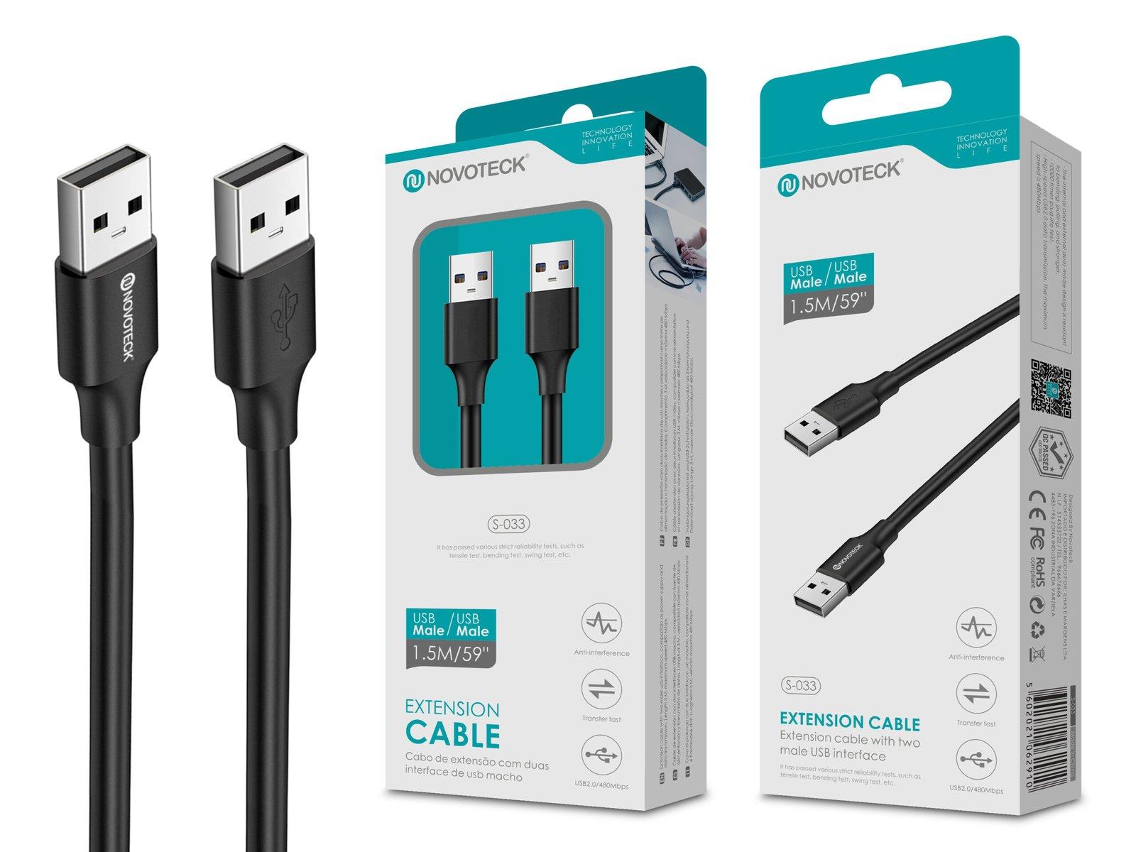 Cabo de Extensão USB 1.50M Macho-Macho S-033