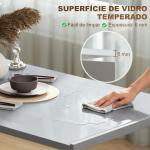 Mesa de Refeição de Cristal Mesa Retangular para 4 - 6 pessoas com Pés de Metal Multifuncional 120x60x75 cm Cinza