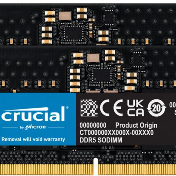 Memória RAM SO - DIMM 64GB (2x32GB) DDR5 - 4800MHz CL40 - CRUCIAL