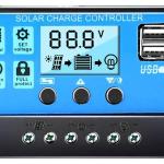 Controlador de Carga LCD 12/24V 20Ah USB PWM p/ Painel Fotovoltaico