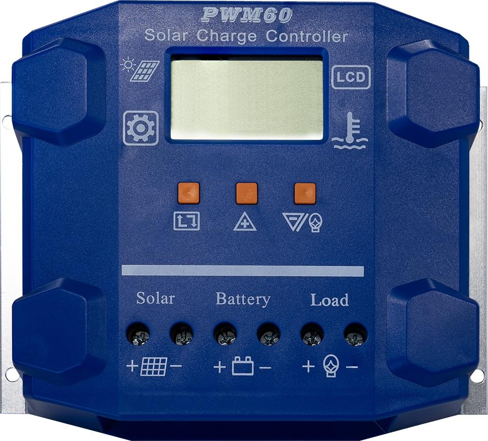 Controlador de Carga LCD 12/24V 60Ah PWM p/ Painel Fotovoltaico