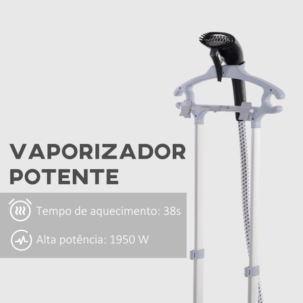 Ferro de Engomar a Vapor 1800W Temperatura Ajustável 11 Níveis Depósito de 2 L Aquecimento em 38s 35x25x47 - 118,5 cm Preto