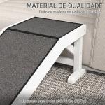 Rampa de Madeira para Animais com Tapete Antiderrapante para Cães Pequenos ou Séniores 125x40x35,5 cm Branco e Cinzento