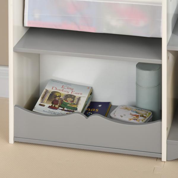 Organizador de Brinquedos Estante para Crianças com Prateleiras Abertas para Dormitório Sala de Jogos 85x26x84 cm Cinza
