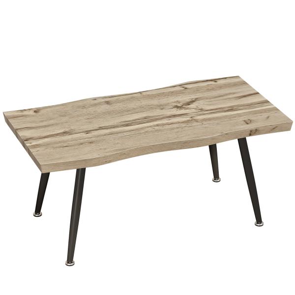 Mesa de Centro Moderna com Tampo Espesso de 4 cm, Pés de Aço, 100x50x45 cm, Carvalho