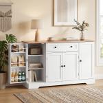 Aparador de Cozinha com Gaveta, Prateleiras nas Portas Prateleiras Ajustáveis Bar de Café 138x40x83,5 cm Branco