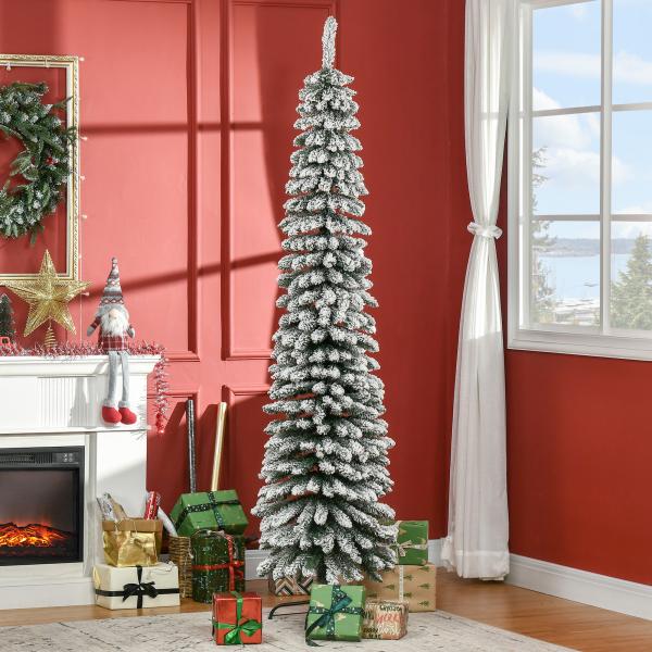 Árvore de Natal Artificial 210cm com Neve Ignífugo com 490 Ramos Verde