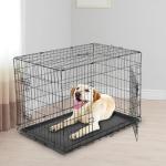 Gaiola para Cães com 2 Portas Gaiola para Animais de Estimação de Arame Dobrável com Alça de Transporte Aço 121x74,5x81cm Preto