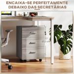 Bloco de Gavetas com 3 Gavetas Bloco de Gavetas de Escritório com Rodas Fechadura 2 Chaves Arquivado 40x40x61,5 cm Cinzento