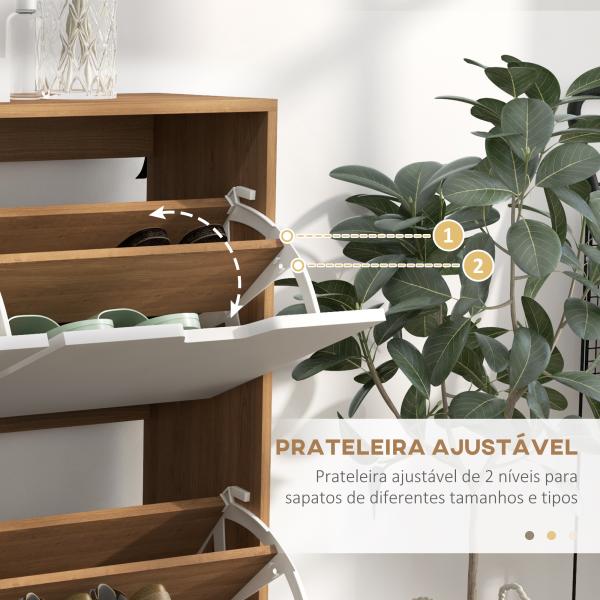 Sapateira para 16 Pares de Sapatos com 4 Gavetas e Prateleiras Ajustáveis 95x26x95 cm Madeira