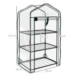 Estufa de Jardim de 3 Níveis Estufa de Terraço com 3 Prateleiras para Cultivo de Plantas Flores 59x39x127 cm Transparente