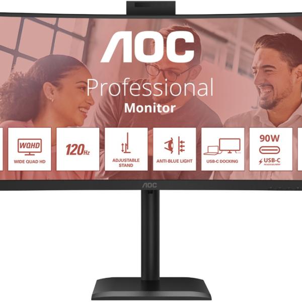 Monitor LED 34 E4 CU34E4CW UltraWide Quad HD (Preto) - AOC