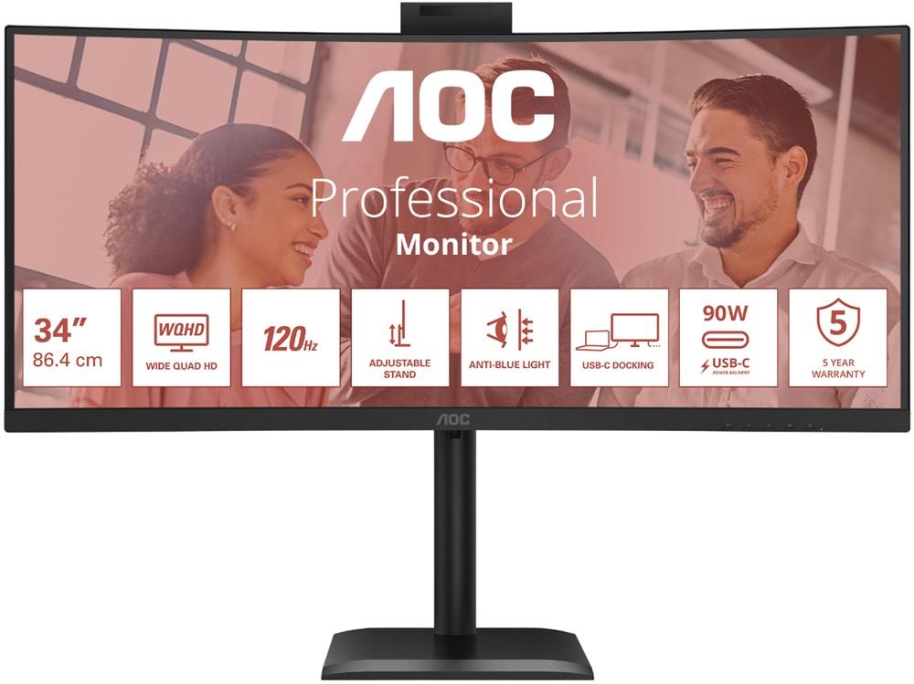 Monitor LED 34 E4 CU34E4CW UltraWide Quad HD (Preto) - AOC