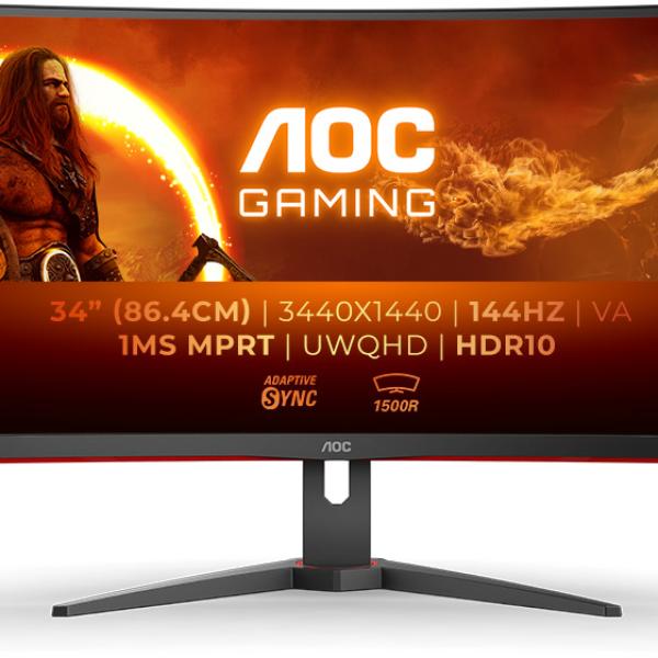 Monitor 34 G2 CU34G2XE/BK LED Wide Quad HD LCD (Preto/Vermerlho) - AOC