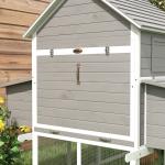 Galinheiro Grande de Madeira para 4 - 6 galinhas com Casa Principal Ninhos Área Aberta de 2,25 ㎡ 310,5x149,5x149 cm Cinza
