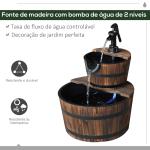 Fonte de Água em Madeira em Cascata de 2 Níveis com Bomba Elétrica e Saída de Água Ajustável Ø44,5x58,5 cm Madeira
