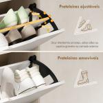 Sapateira de Madeira com 3 Compartimentos Abatíveis com Capacidade para 12 Pares 62,5x26x117,5 cm Branco e Madeira