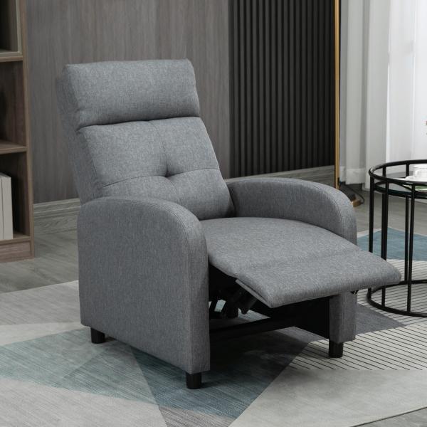 Poltrona Relax Reclinável até 155° Poltrona Reclinável Manual Estofado para Pessoas com Altura Inferior 195 cm 67x87x98 cm Cinza