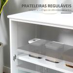 Aparador de Cozinha Moderno Móvel Auxiliar com 2 Portas de Correr de Vidro e Prateleira Ajustável 107x33x62,5 cm Branco