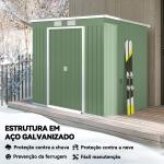Abrigo de Jardim 213x130x173cm Abrigo de Exterior de Aço Galvanizado com Porta Corredeira e Ventilações Verde