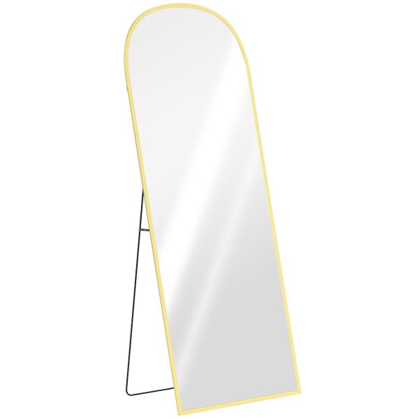Espelho de Pé Espelho de Corpo Inteiro 60x165 cm com Estrutura de Liga de Alumínio e Suporte para Sala Quarto Dourado