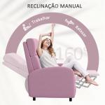 Poltrona Relax Reclinável até 160° Poltrona Reclinável Manual com Apoio para os Pés 64x86x102 cm Rosa