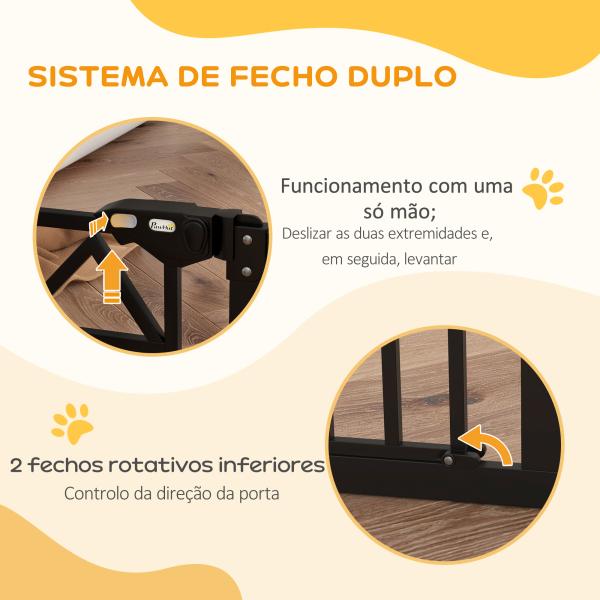 Barreira de Segurança Extensível para Animais de Estimação com Fecho Automático e Sistema de Duplo Bloqueio 74 - 100x76 cm Preto