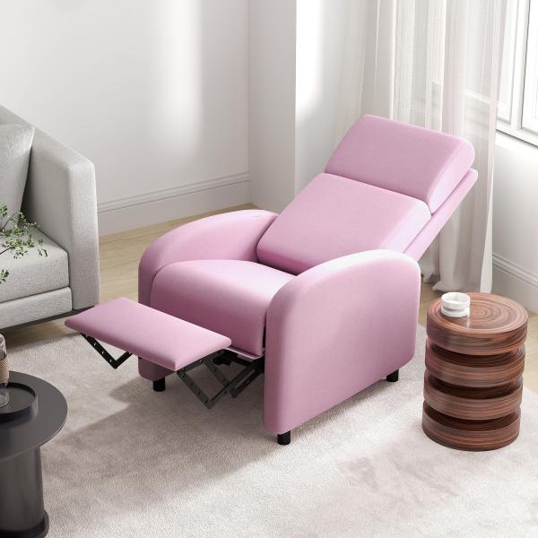 Poltrona Relax Reclinável até 160° Poltrona Reclinável Manual com Apoio para os Pés 64x86x102 cm Rosa