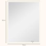 Espelho de Parede Decorativo 70x90 cm Espelho Retangular Espelho de Sala com 4 Ganchos Metálicos Estilo Moderno Branco