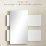 Conjunto de Móveis de Entrada com Espelho e Gaveta Móvel de Entrada Suspenso Estilo Moderno 75x3,5x75 cm e 75x30,5x20 cm Branco e Cinza