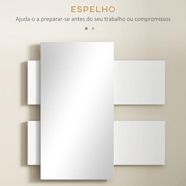 Conjunto de Móveis de Entrada com Espelho e Gaveta Móvel de Entrada Suspenso Estilo Moderno 75x3,5x75 cm e 75x30,5x20 cm Branco e Cinza