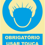 Sinal de Obrigação de Uso Touca de Protecção - Fotoluminescente (150mmx200mm)