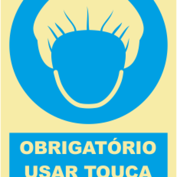 Sinal de Obrigação de Uso Touca de Protecção - Fotoluminescente (150mmx200mm)