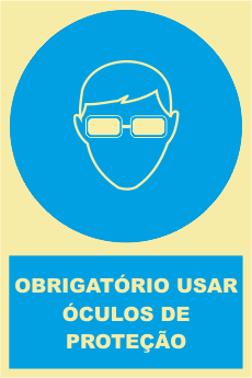 Sinal de Obrigação de Uso de Óculos de Protecção - Fotoluminescente (150mmx200mm)