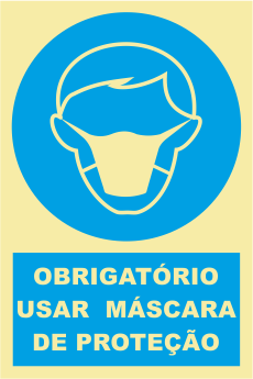 Sinal de Obrigação de Uso de Máscara de Protecção - Fotoluminescente (150mmx200mm)