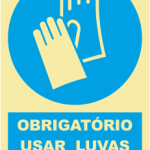 Sinal de Obrigação de Uso de Luvas de Protecção - Fotoluminescente (150mmx200mm)