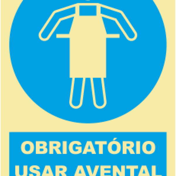 Sinal de Obrigação de Uso de Avental de Protecção - Fotoluminescente (150mmx200mm)
