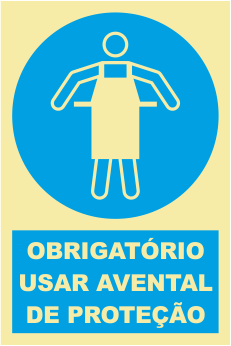 Sinal de Obrigação de Uso de Avental de Protecção - Fotoluminescente (150mmx200mm)