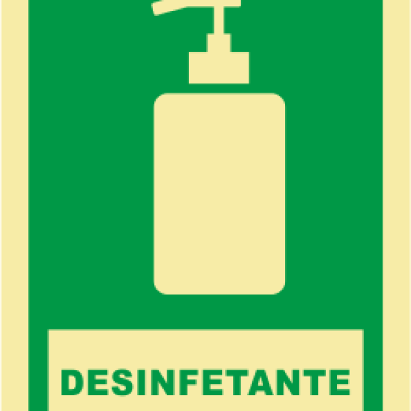 Sinal de Informação de Desinfetante - Fotoluminescente (150mmx200mm)