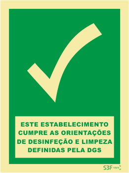 Sinal de Informação de Cumprimento de Orientações da DGS - Fotoluminescente (150mmx200mm)