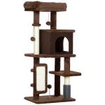 Arranhador para Gatos Grande Altura 104 cm com Plataformas Postes com Escova Bolas Suspensas e Almofadas para Arranhar Marrom