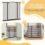 Barreira de Segurança para Cães com Largura Ajustável 74 - 100 cm e Extensões para Escadas e Portas Preto